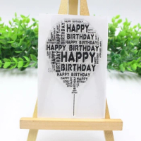DHL 1000pcs practical Transparent Silicone Clear Happy Birthday Balloon Stamp For Scrapbooking DIY Photo Album Decor