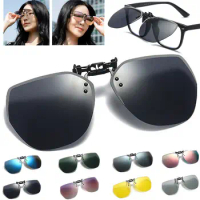 Polarized Clip On Sunglasses Men Women Flip Up Sunglasses Photochromic Driving Glasses Mirrored Night Vision Fishing Goggle
