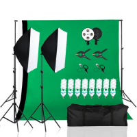 Photo Studio Continuous Lighting Kits 40/20/45/135W Bulbs for Camera Softbox Background Support Green Backdrop Video Shooting