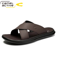 Camel Active New Men Slippers Fashion Beach Sandals Soft Casual Shoes Men PU Slides Original Flip-flops Summer Men's Sandal