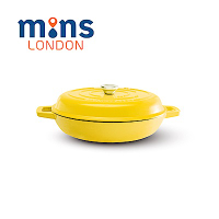 Mins London 琺瑯鑄鐵鍋淺鍋30cm MSE2030 炒鍋 平底鍋 燉鍋（電磁爐 IH爐可用）-檸檬黃