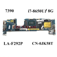 LA-F292P i7-8650U 8GB RAM FOR dell Latitude 13 7390 2-in-1 Laptop Motherboard CN-0JK58T JK58T Mainboard 100% Tested