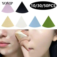 10/30/50pcs Fan Shaped Facial Puff Triangle Makeup Blender Foundation Powder Puff Wet And Dry Cleaning Sponge Makeup Beauty Tool