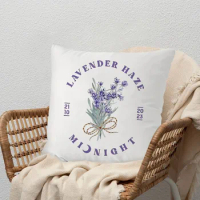 1pc Lavender Pattern Home Ornament Pillow Cushion Cover Modern Bedroom Aesthetics Throw Pillow for Sofa and Car Seat Pillowcases