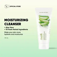 NATURE REPUBLIC [2 PCS] Aloe Vera Soothing Gel 300ml + Fresh Herb Cleansing Foam Jar + Aloe