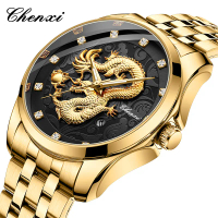 chenxi original branded CasualEksklusif merek asli fashion kepribadian jam tangan pria atmosfer emas
