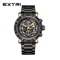 Extri Brand Factory Sale Men Watch Chronograph 6 pointer Stainless steel band 3atm Waterproof