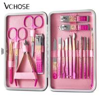 New Manicure Set Pink Gold Gradient Light Luxury Nail Clipper Set Professional Pedicure Personal Nail Care Grooming Tool