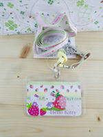 【震撼精品百貨】Hello Kitty 凱蒂貓 KITTY證件套附繩(伸縮拉扣)-草莓圖案-粉色 震撼日式精品百貨