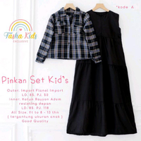 NEW Pinkan set dress 7-11tahun gamis anak remaja outer inner pisah
