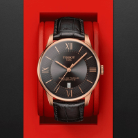 TISSOT天梭 官方授權 杜魯爾系列 典雅羅馬機械腕錶-棕 禮物推薦 畢業禮物 42mm/T0994073644800