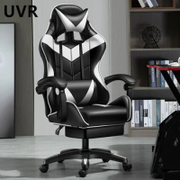 UVR Professional Computer Gaming Chair Home Office Chair Ergonomic Backrest Sponge Cushion with Footrest Computer Athletic Chair