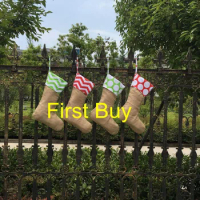 30pcs/lot free shipping monogram personalized Christmas burlap stocking wholesale decorative socks gift bag for Christmas