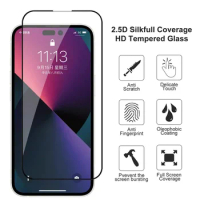50Pcs Full Protective Glass For Apple iPhone 15 Pro 14 13 12 11 Pro Max Tempered Screen Protector iPhone X XR XS Max Plus Film