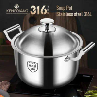 KENGQ 316 Stainless Steel Soup Pot Household deep cooking Congee stew pot High capacity soup pot for induction cooker