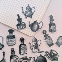 Vintage Black White Bottle Kettle Collage Sticker Travel Junk Journal Stickers DIY Scrapbooking Craft Diary Album Decorative