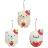 Strawberry Sumikko Gurashi Plush Keychain Key Chain Shirokuma Neko Cat Kawaii Cute Keychains Kids Toys for Girls Small Gift