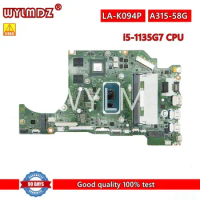 Used FH5AT LA-K094P With I5-1135G7 CPU Notebook Mainboard For Acer Aspire A315-58G Laptop Motherboard 100%