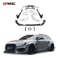 Good fitment car body kits for Audi RS4 carbon fiber front lip wide fenders side skirts rear diffuser spoiler
