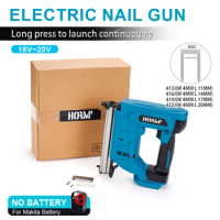 20V Electric Nail Gun Stapler Framing Furniture Straight Staple Nail Gun Woodworking Power Tools For Makita Battery