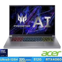 Acer 宏碁 Predator Triton Neo PTN16-51-58KT 16吋電競筆電(CU5-125H/32GB/512GB/RTX 4060/Win11)