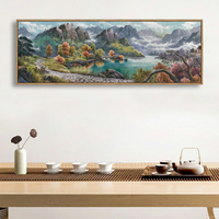 聚寶盆風景畫朝鮮新中式裝飾畫山水畫客廳背景墻現代臥室聚財掛畫
