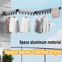 Clothes Drying Rack, Aluminum Alloy Folding Drying Rack, Wall-mounted Collapsible Drying Rack, Space Saver Clothes dryer