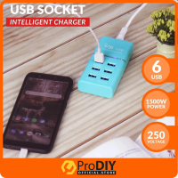 USB Socket U6 6USB Intelligent Charger USB Power Cord 1.2M Fashion Socket 1500W 25V 3.5A USB Phone T