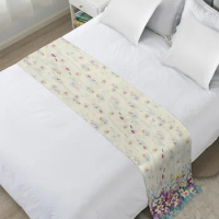 Flowers Plants Gradient High Quality Bed Flag Hotel Cupboard Table Runner Parlor Wedding Home Decor Bed Runner