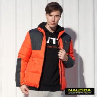 【NAUTICA】保暖立領防寒科技羽絨外套(黑橘)