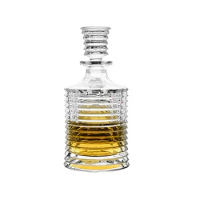 Round shaped 700ML crystal whiskey decanter for Liquor Scotch Bourbon barware Liquor Glass Alcohol Bottle