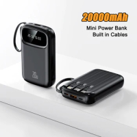 Power Bank 20000mAh Portable Mini Powerbank With Cable Digital Display External Battery Charger for iPhone Xiaomi Huawei Samsung