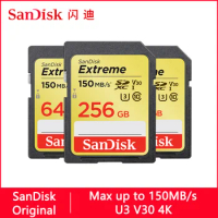 SanDisk Memory Card Extreme SDHC/SDXC SD Card 4K UHD 512GB 32GB 64GB 128GB 256GB C10 U3 4K V30 UHS-I Flash Card for Camera