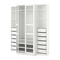 PAX/TYSSEDAL 衣櫃/衣櫥, 白色/白色 玻璃, 200x60x236 公分