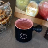 Cute Mug Black Pink Barbie Sweetheart Ceramic Mug Dog Ball Handle Coffee Milk Office 350ml Couple Gift