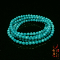 湖北高瓷高藍綠松石圓珠子手串女多圈手鏈108佛珠念珠飾品手持鏈