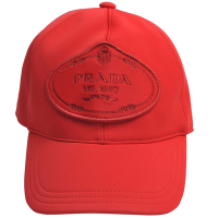 PRADA NEOPRENE 義大利製品牌徽章刺繡棒球帽(紅/1HC274)