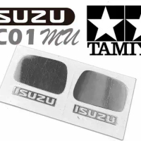 Metal rearview mirror and tail LOGO sticker for 1/10 Scale Tamiya CC01 ISUZU MU 4x4 truck toys