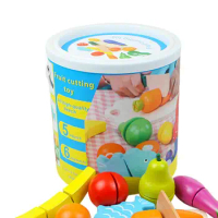 Play Food Toy Educational Wooden Fruit Vegetable Cutting Toys for Ages 1-3 Years Old