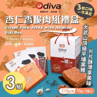 【Odiva】杏仁香脆肉紙禮盒x3組(綜合口味/薄片肉紙/肉乾/杏仁脆片)