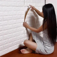 3D PE Foam Stone Brick Panel Wall Stickers For Kids Rooms Home Decor Waterproof Art Mural Kids Safty Self-adhesive DIY Wallpaper
