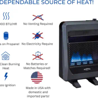Propane Gas Blue Flame Space Heater with Thermostat Control for Home &amp; Office, 20000 BTU, Heats Up to 950 Sq.