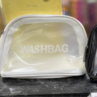 WASHBAG OVAL TRAVEL KOSMETIK / POUCH TRANSPARAN BAHAN PLASTIK PVC / DOMPET WASHBAG OVAL SERBAGUNA