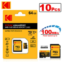 10Pcs Kodak TF Micro SD Card memory Card MicroSD 128GB SDXC Flash Drive carte sd With SD Adapter Class10 For Phone Tablet Camera