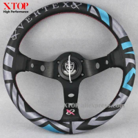 Vertex 13inch Genuine Leather Embroidery Logo Drift Sport Steering Wheel fit for MOMO OMP NRG SPARCO