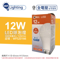 【DanceLight 舞光】6入組 LED 12W 3000K 黃光 E27 全電壓 球泡燈 _ WF520166