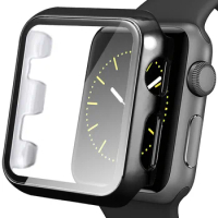 PC cover for Apple Watch 5 4 40mm 44mm Protective shell case with Tempered glass film for iWatch 3 2 1 42mm 38mm watch case