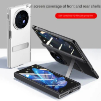 With Spring Hinged Privacy Screen Tempered Glass Protector Case For VIVO X Fold 3 X Fold3 All-inclusive PU Leather Holder Cover