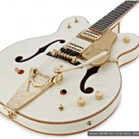 new one piece wood Falcon White Grech vintage jazz guitar Golden Sparkle color binding bigsby tremolo semi hollow body F hole