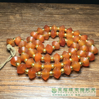 遼金老瑪瑙淺紅飛碟珠項鏈串古玩文玩雜項收藏古珠西亞瑪瑙老珠子